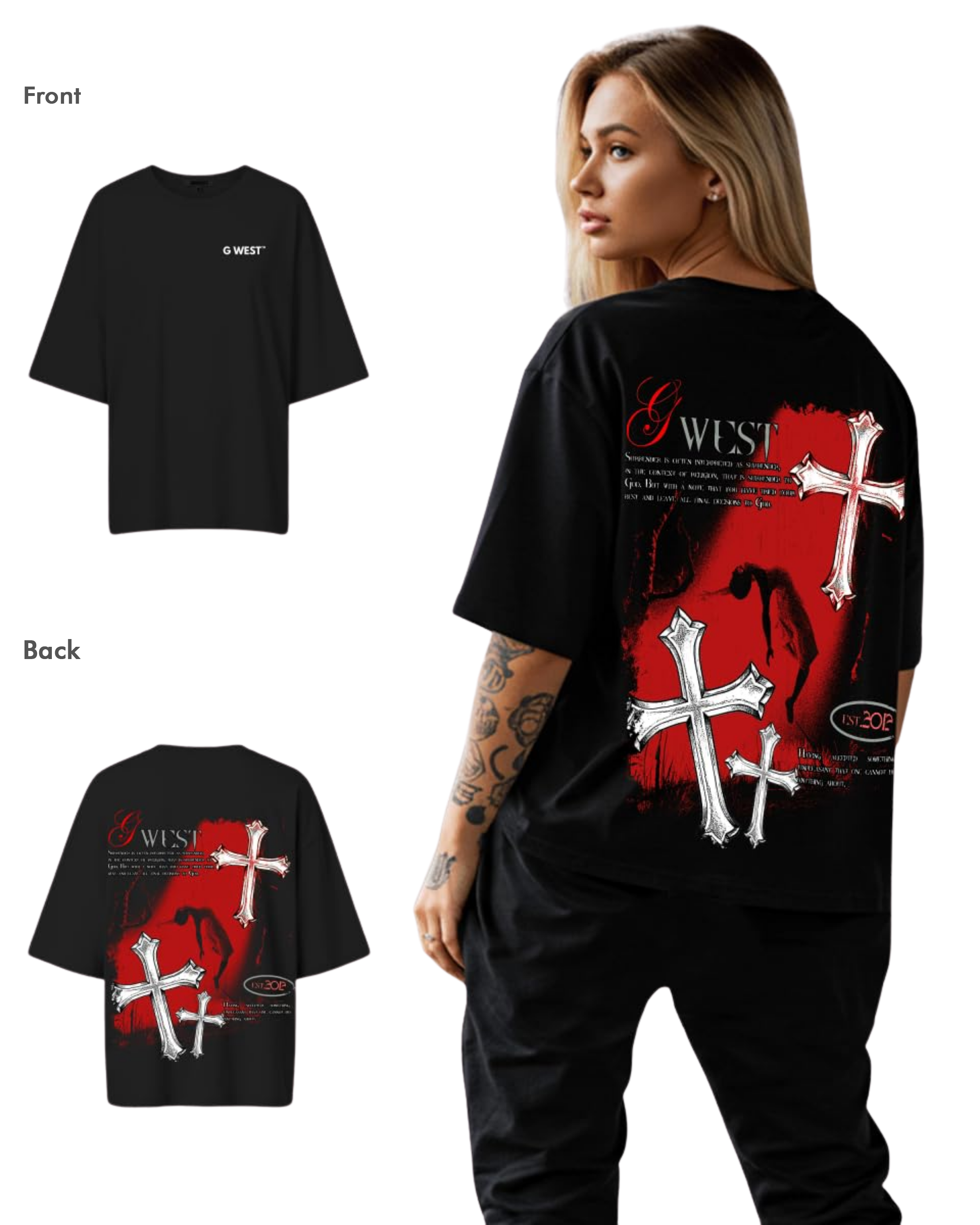 G West Womens Oversized Ascending Soul Life Style Tee Style