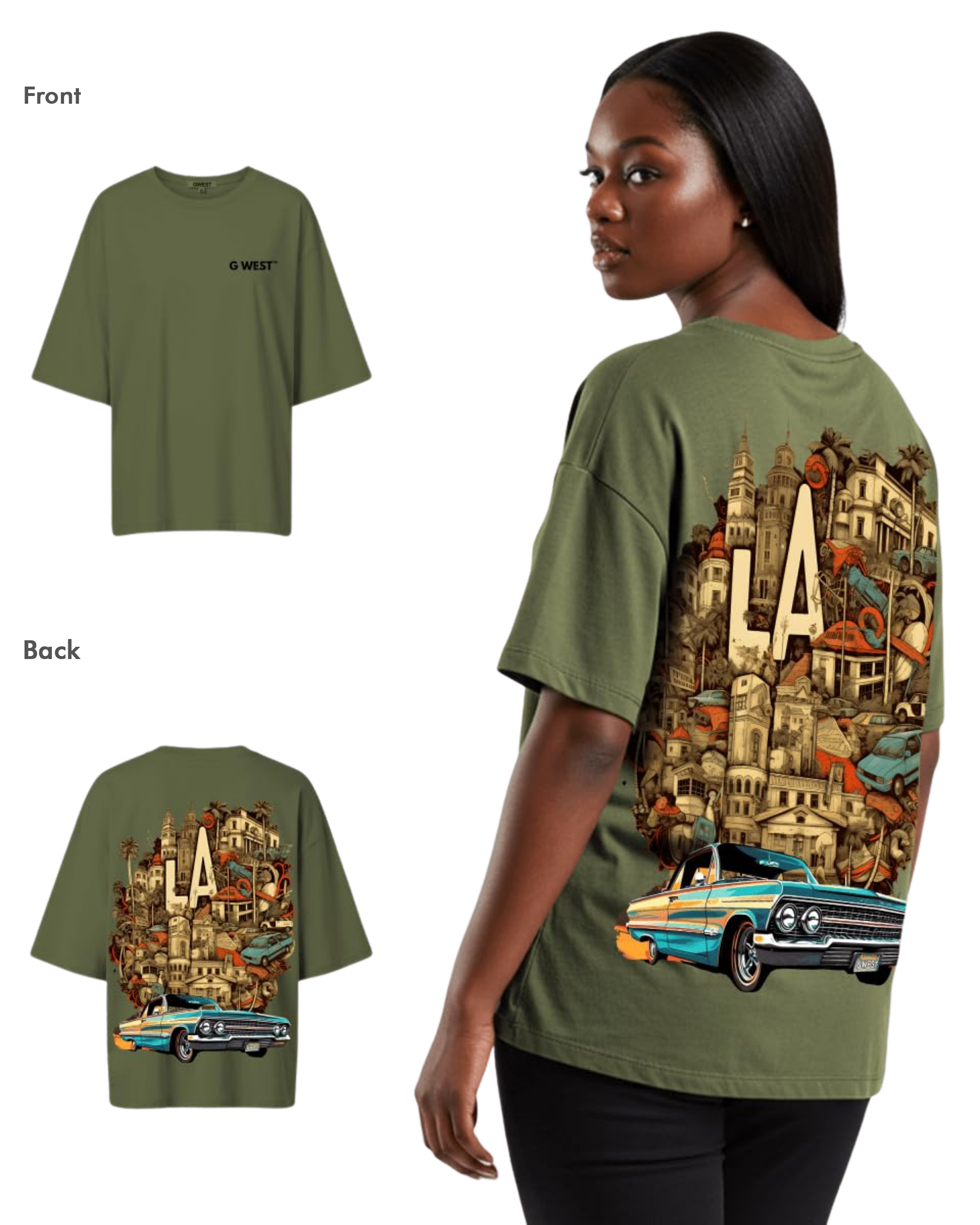G West Womens Oversized La Culture Tee