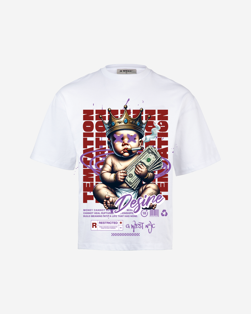 G WEST TEMPTATION DESIRE OVERSIZED T-Shirt Mens