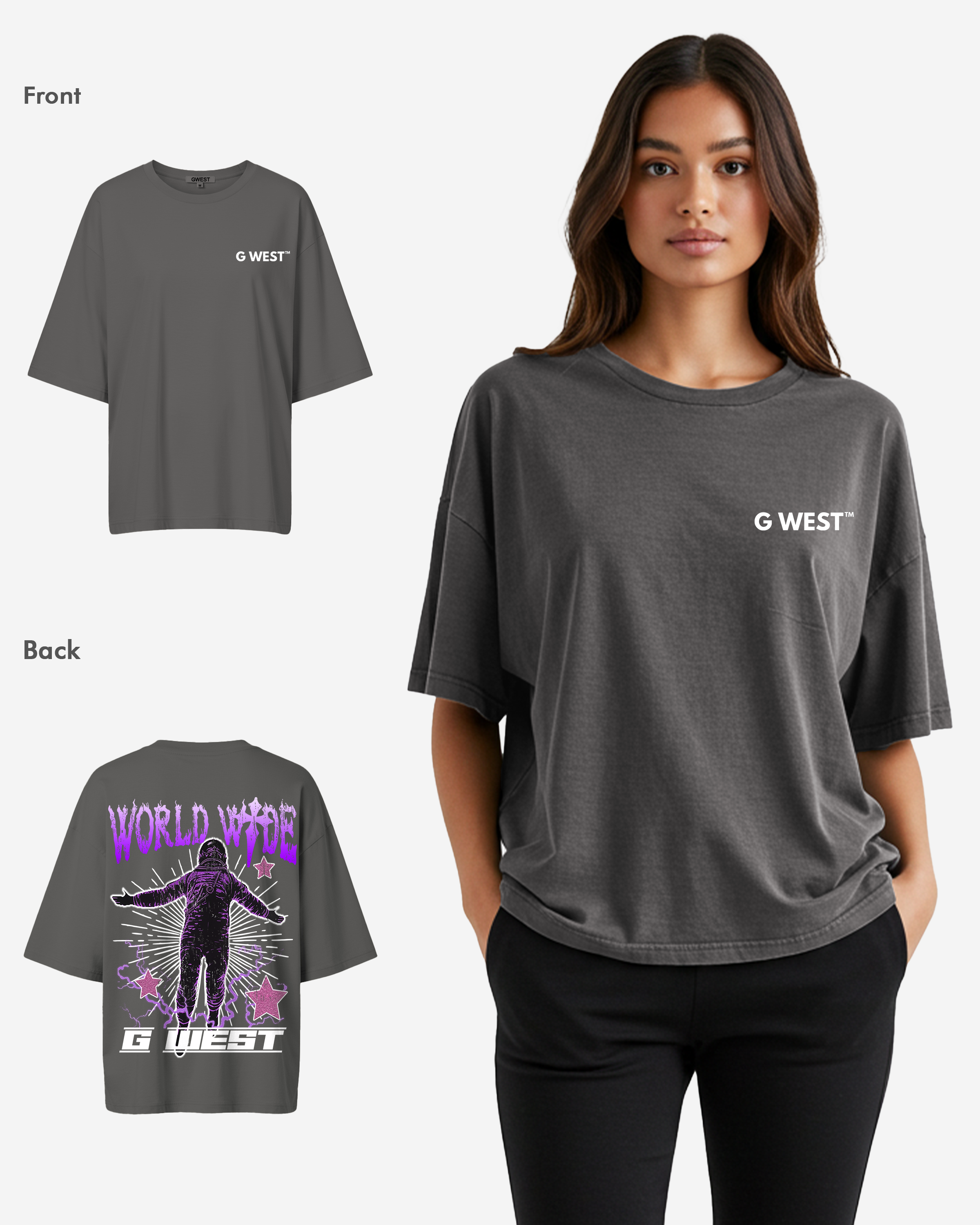 G West Womens Oversized World Wide Star Tee