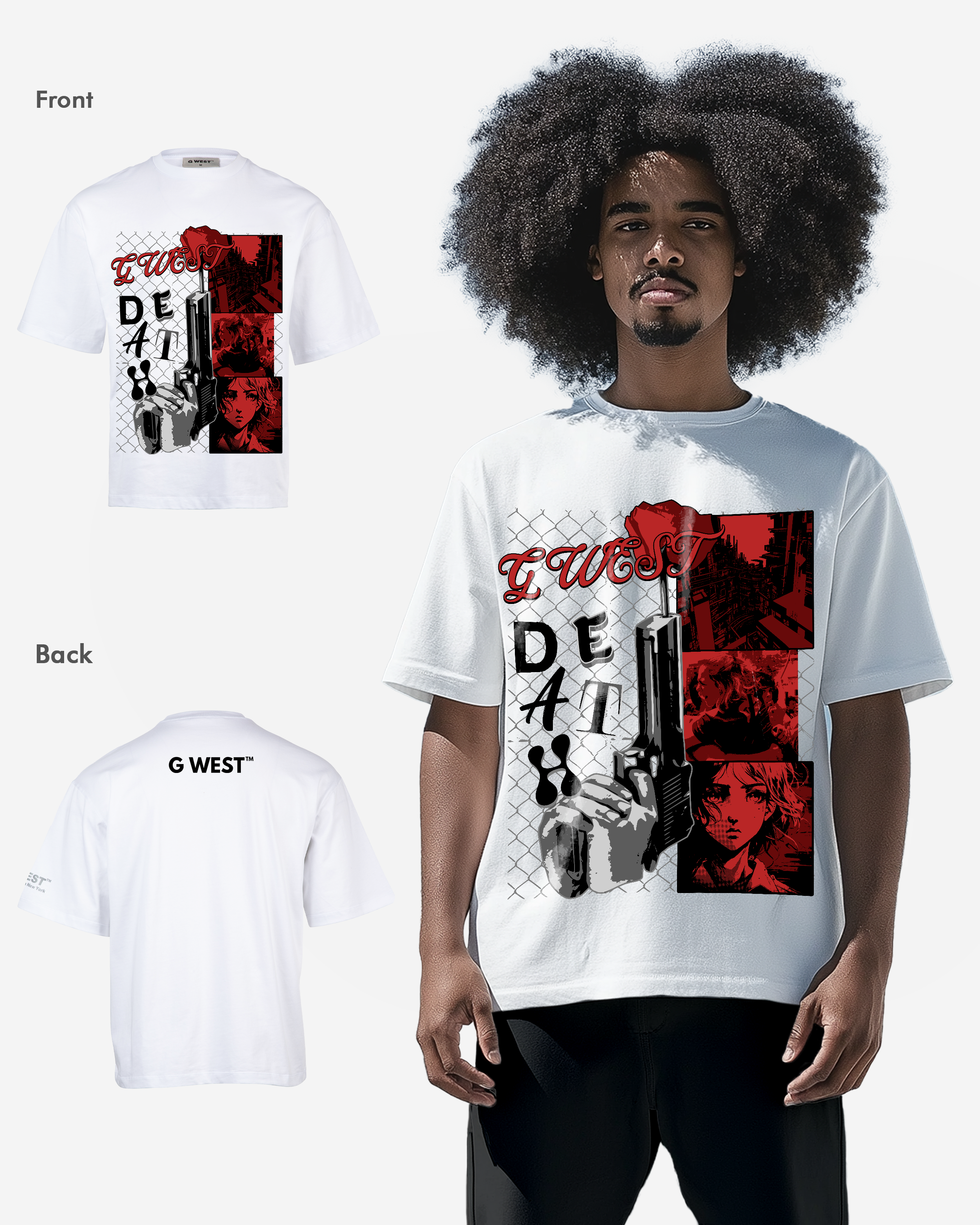 G WEST DEATH OVERSIZED T-Shirt Mens