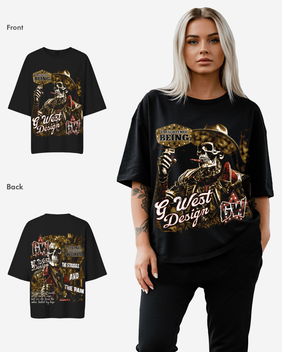 G West Womens Being Enlightened Acid Wash Premium Oversized Tee