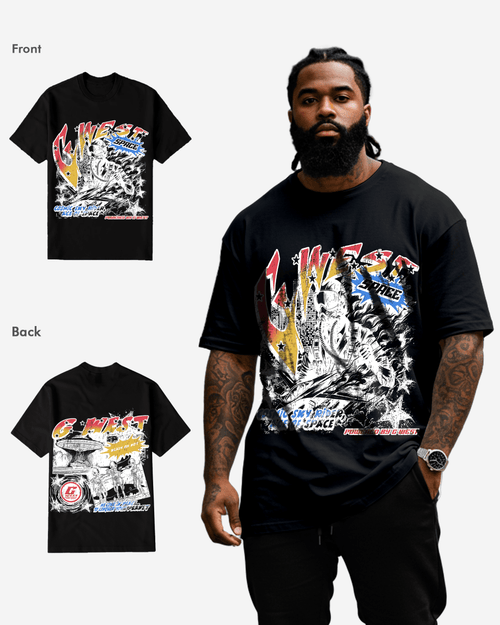G West Cosmic Sky Ride Double Hit T-Shirt Big and Tall Mens