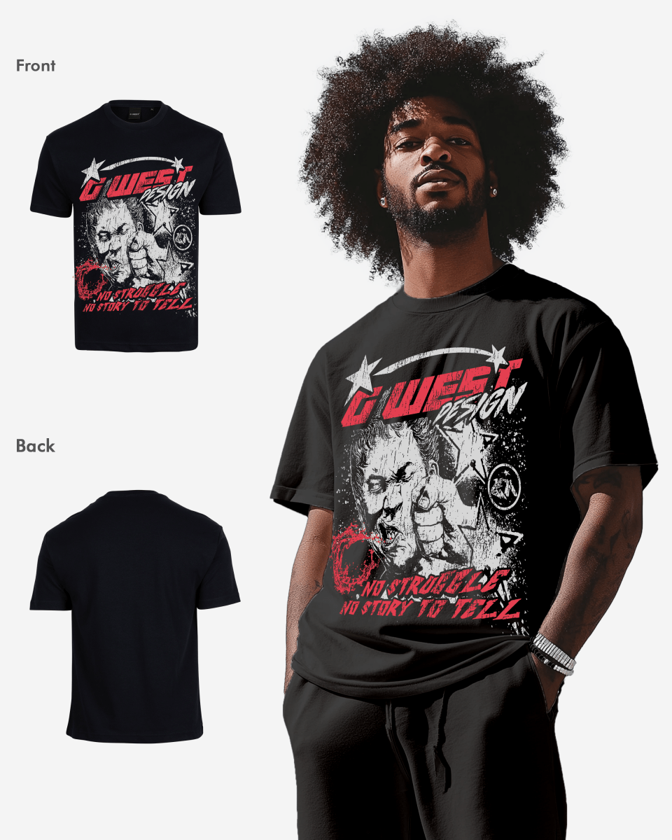 G West Mens No Struggle No Story Oversized Tee