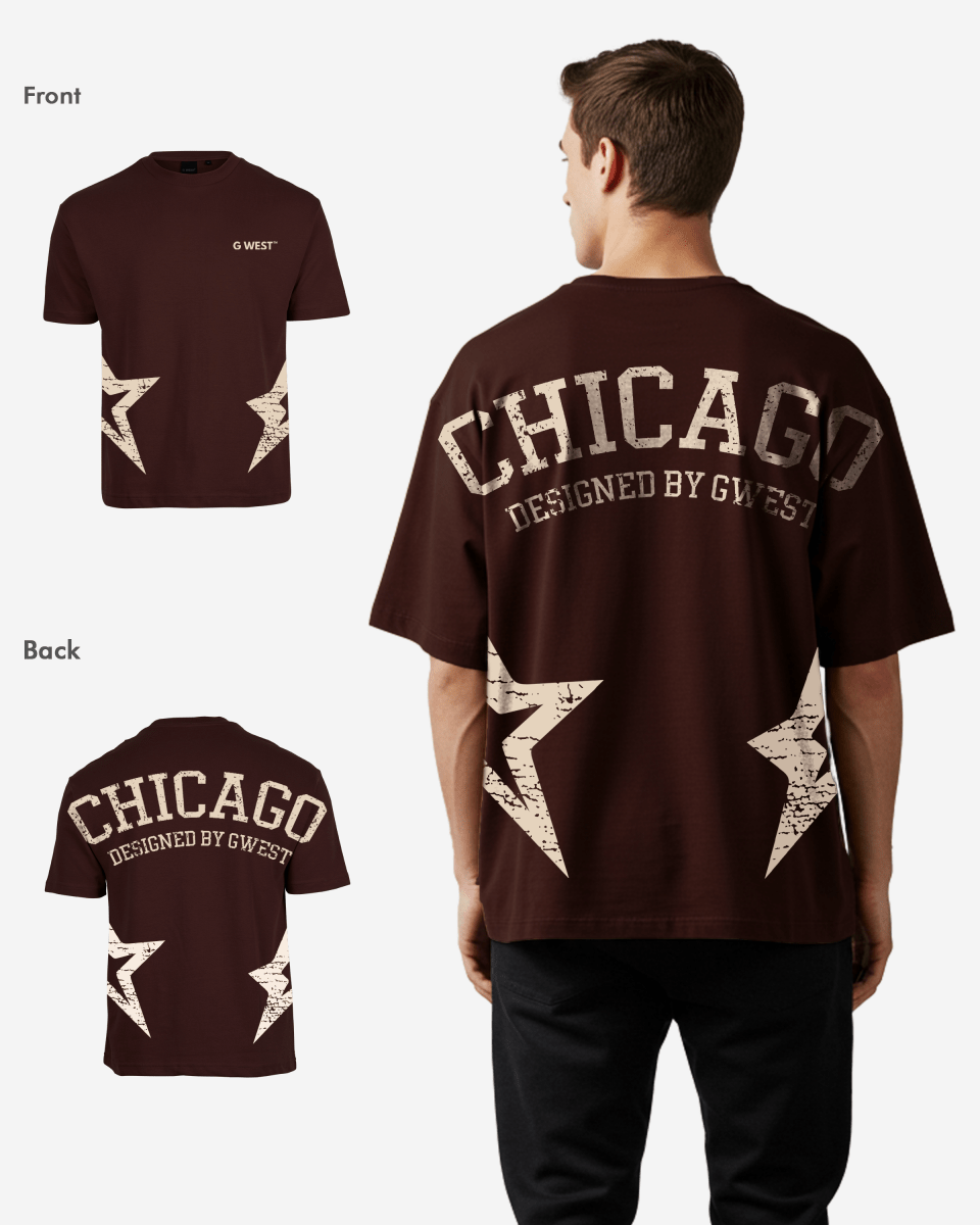 G West Mens Oversized Chicago Arch Logo Tee
