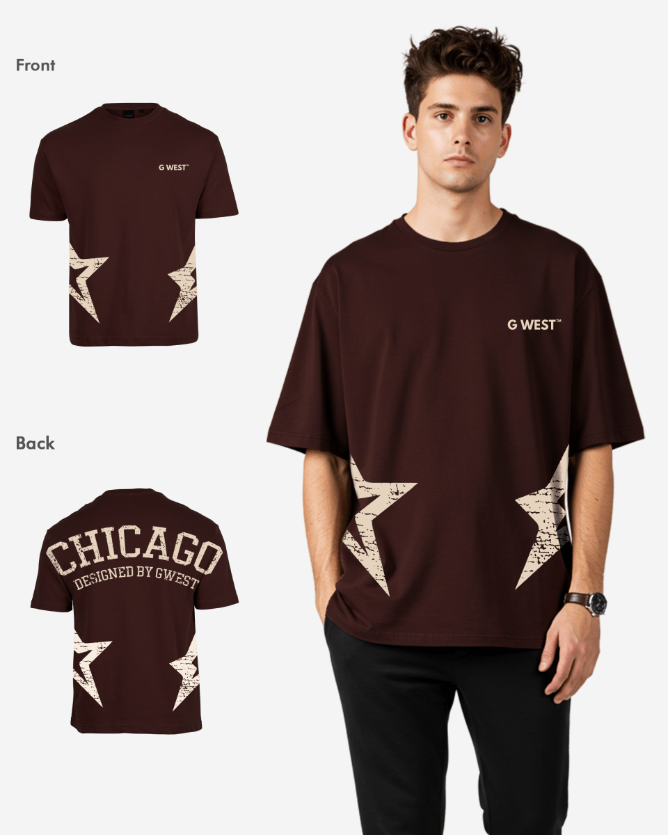 G West Mens Oversized Chicago Arch Logo Tee