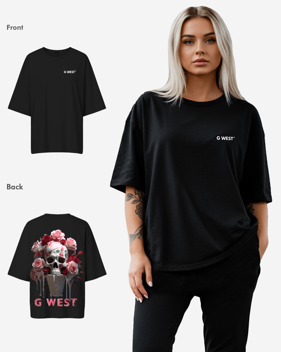 G West Womens Oversized Ice Cream Skull Tee