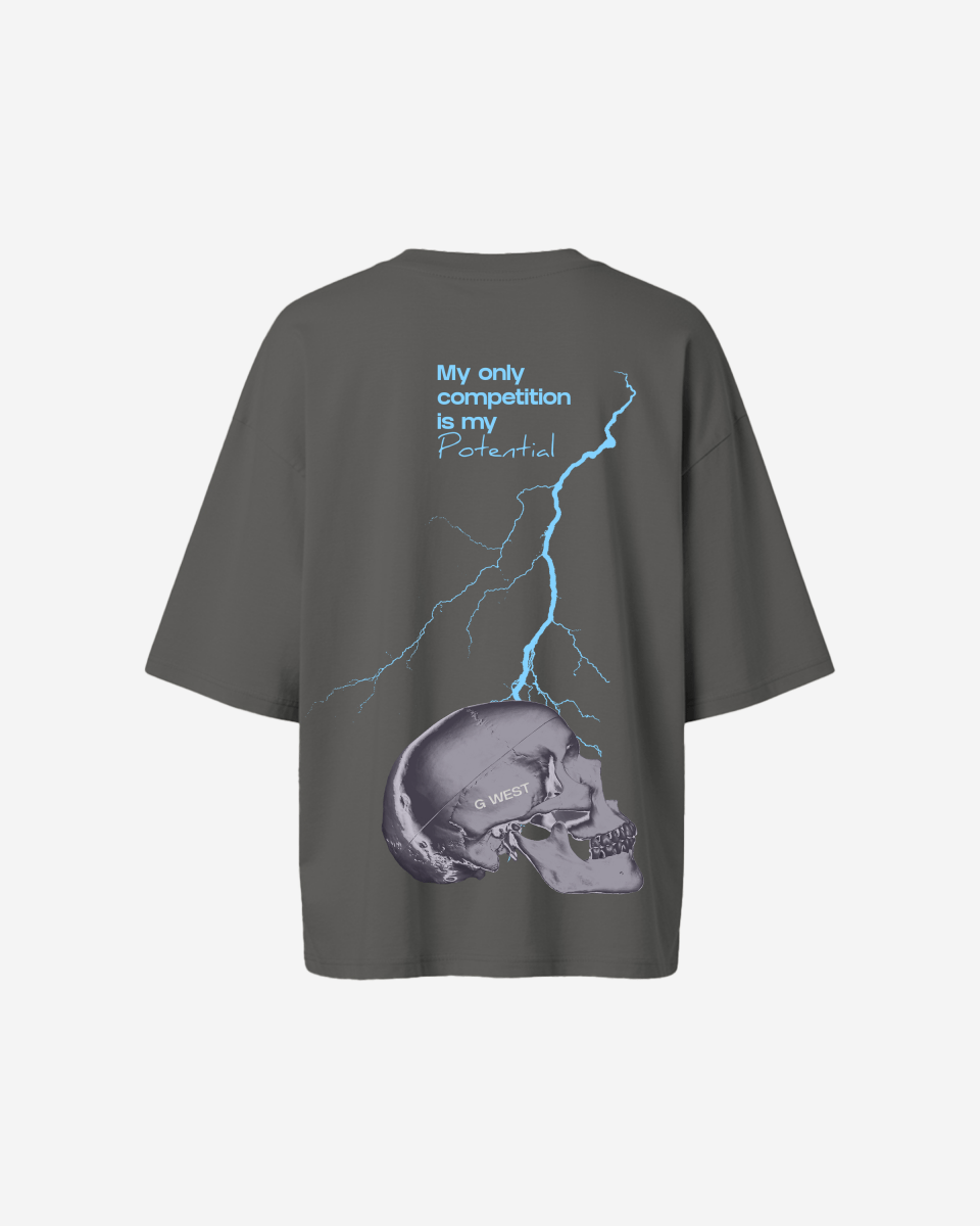 G West Womens Oversized Lighting Skull Tee
