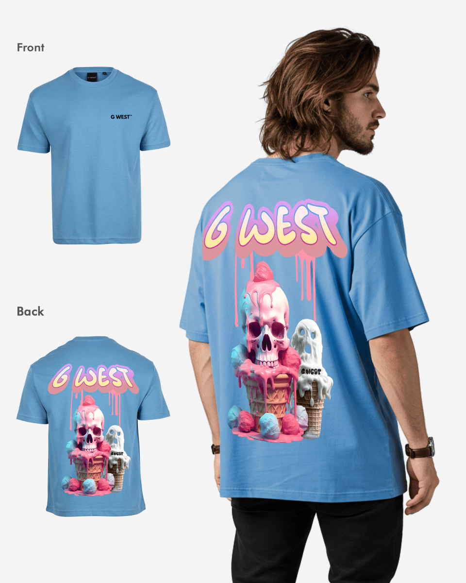 G West Mens Oversized Melting Ice Cream Tee
