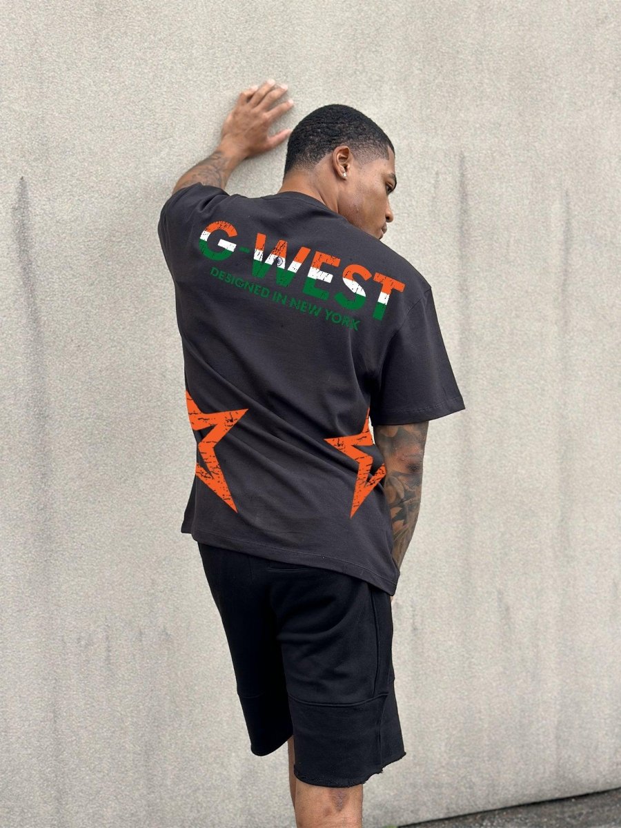 G West Mens Oversized Tee Cricket India Logo T-Shirt