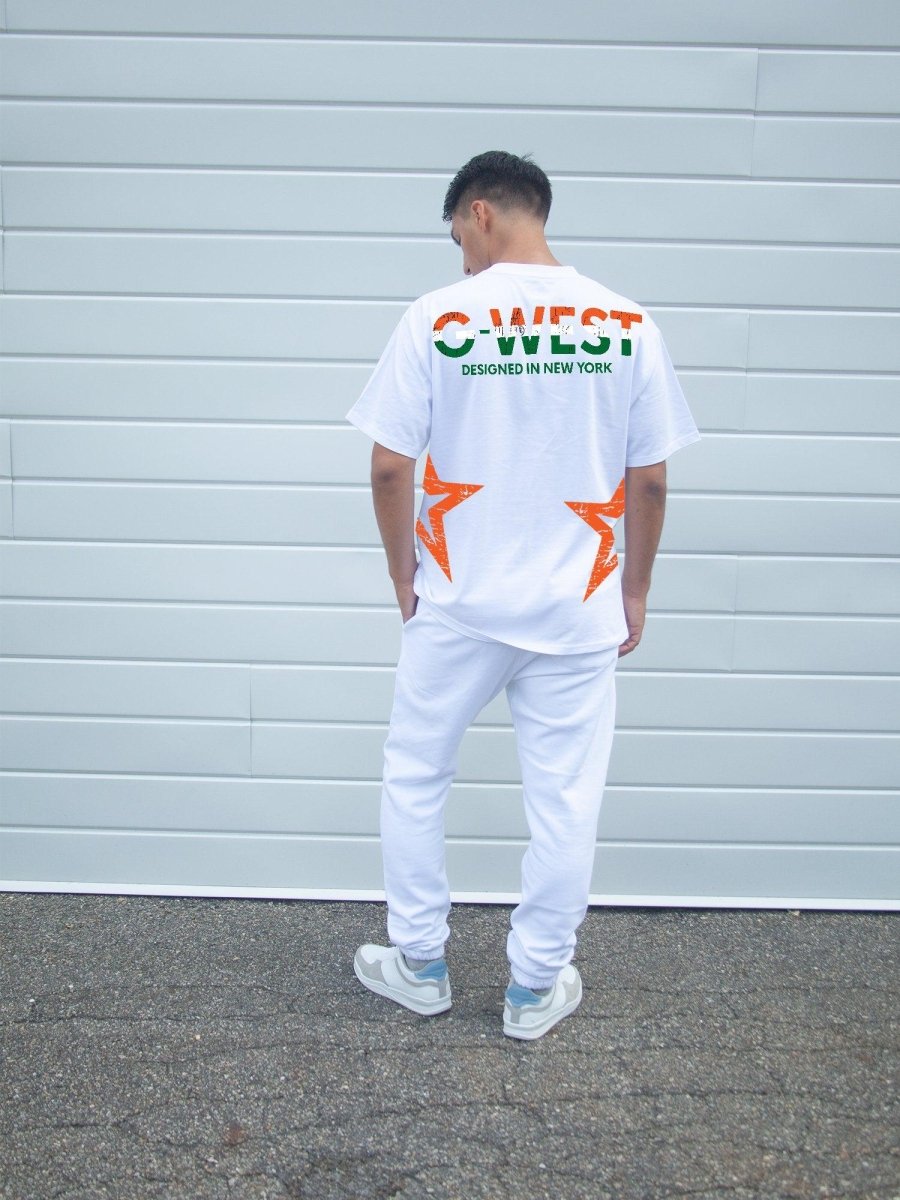G West Mens Oversized Tee Cricket India Logo T-Shirt