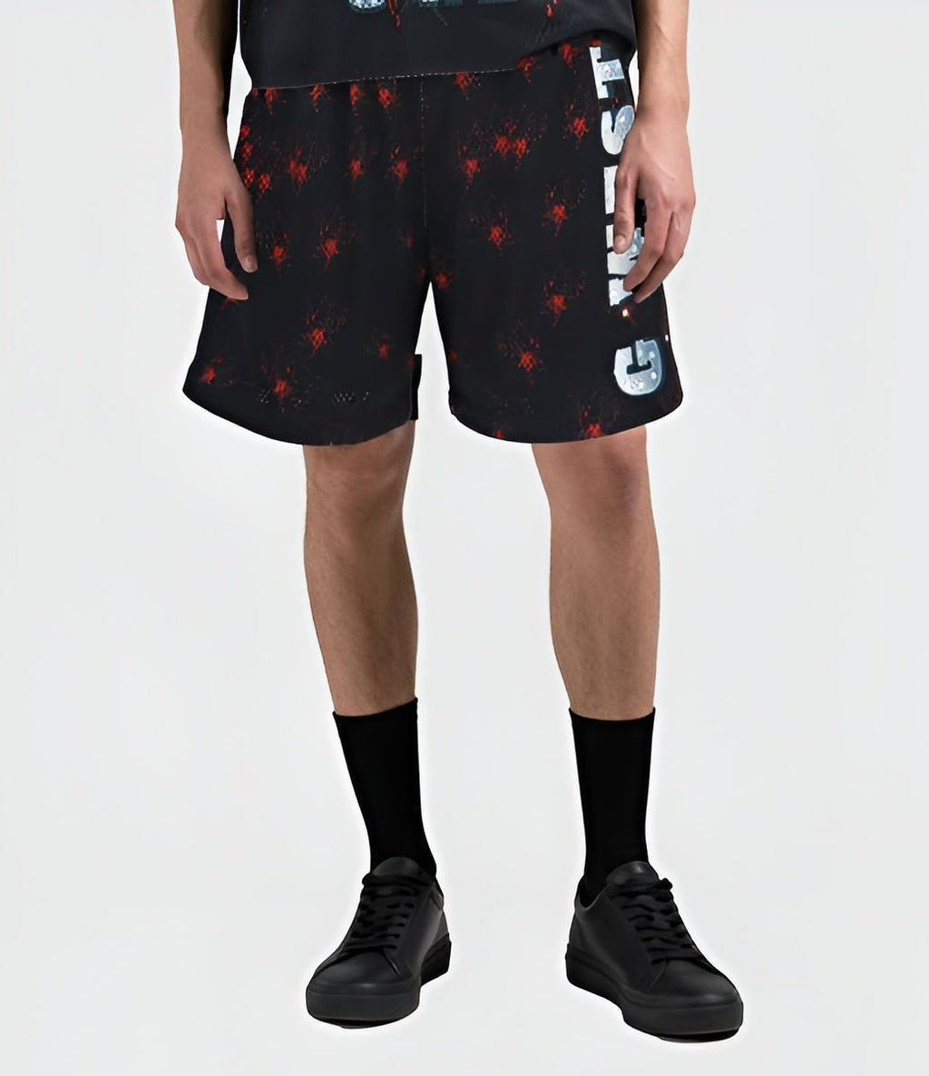 G WEST RHINSTONE HOSTAGAE 3/4 SLEEVES MESH SHORT SET
