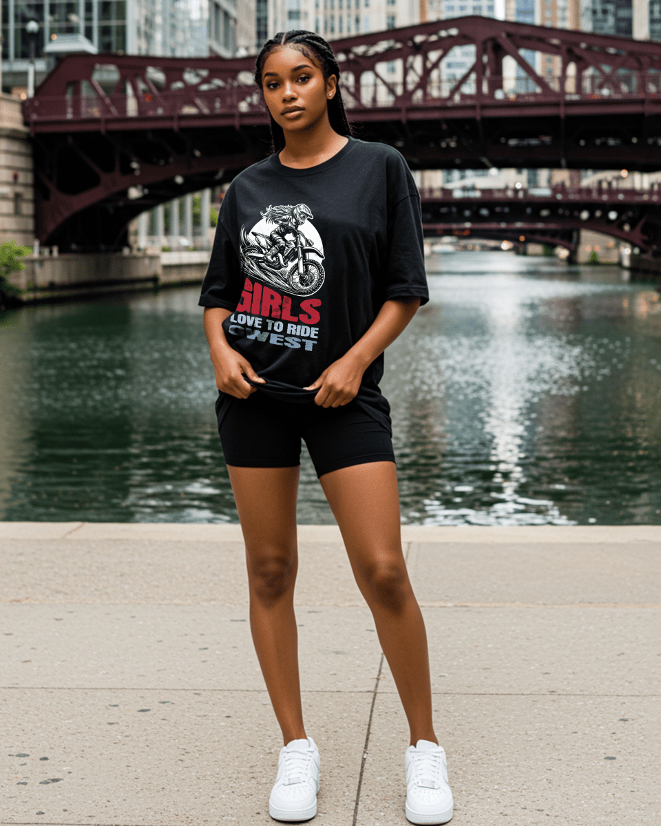 G West Girls love To Ride Oversized Women's T-Shirt