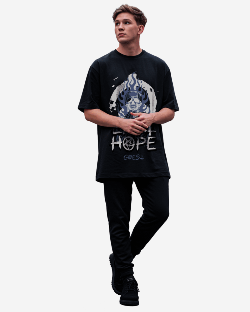 G West Skull Vintage Last Hope Oversized T-Shirt Mens